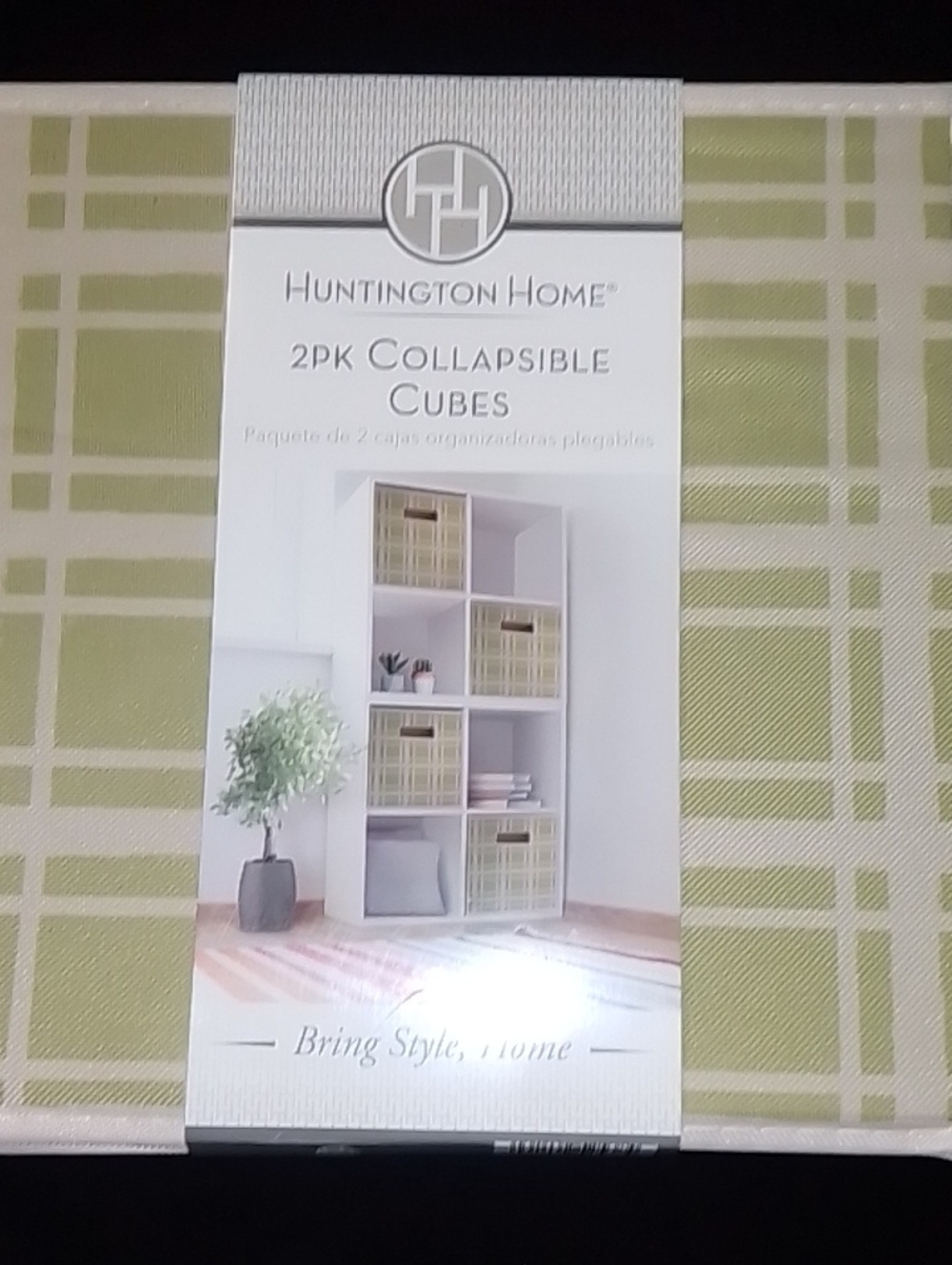 Huntington Home Green Plaid Collapsible Storage Cubes - 2 Pack